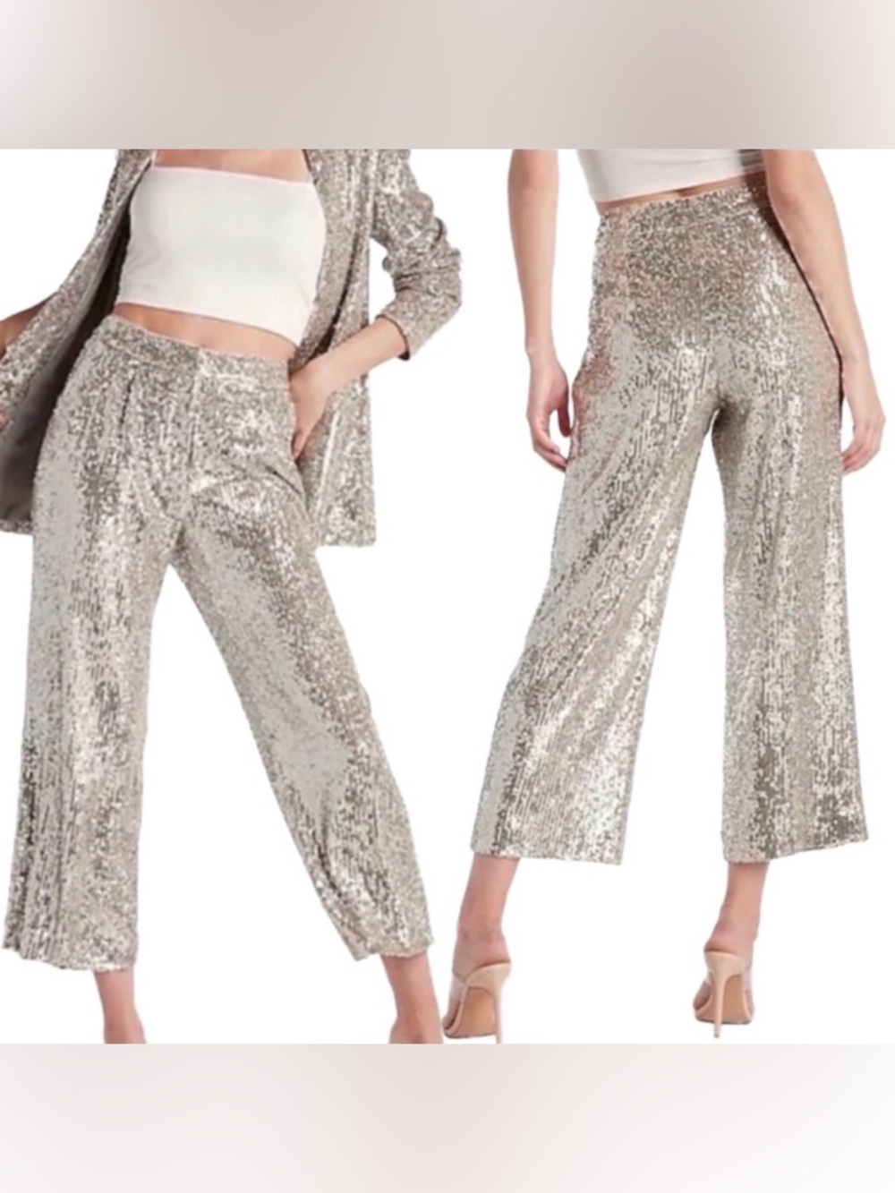 Express Sequin Cropped High Rise Pants